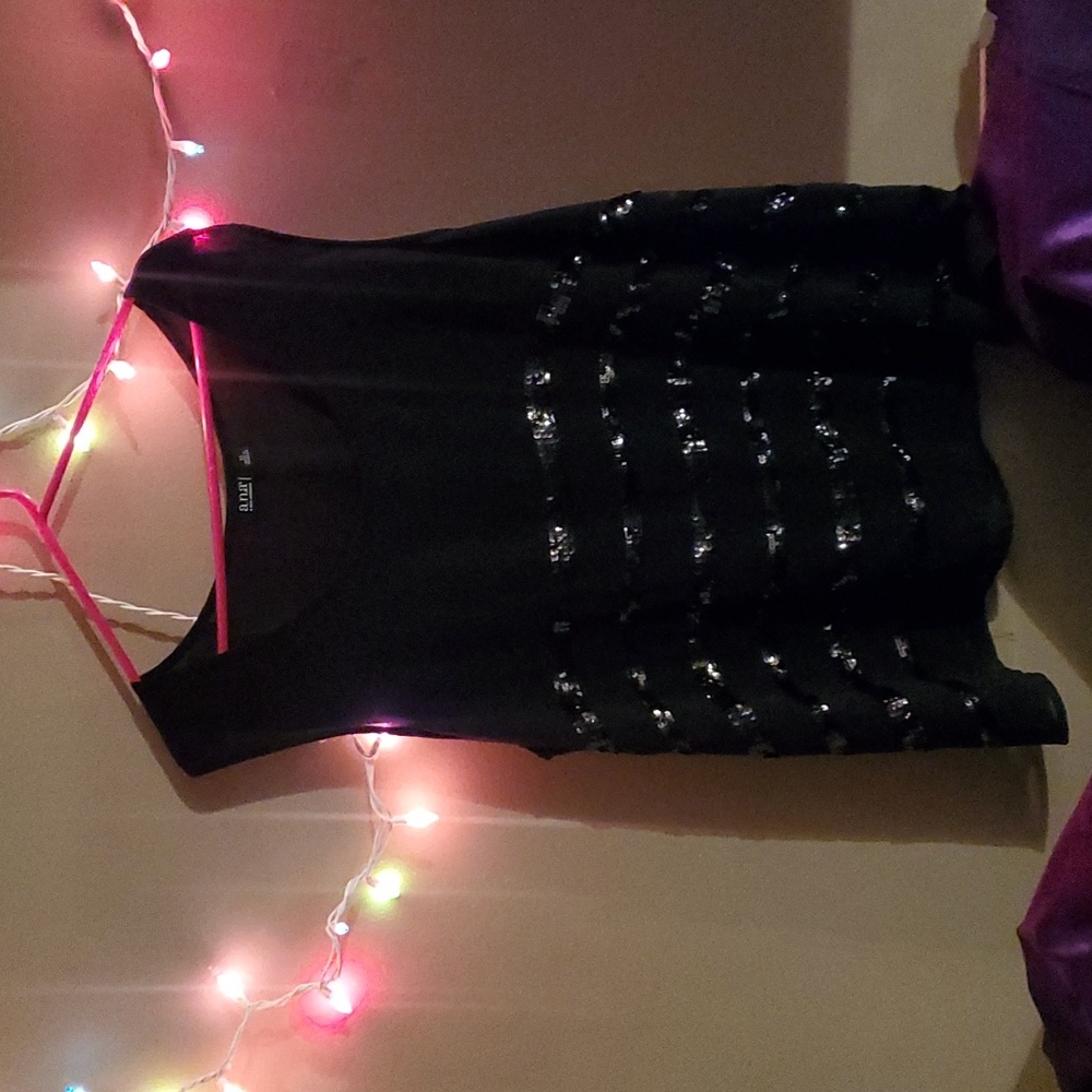 2X Black Sequins Ana Blouse